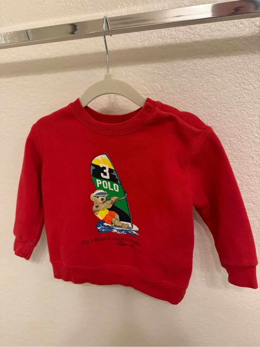 Ralph Lauren Red Polo Bear Sail Graphic Crewneck Sweatshirt - Kids